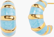 Little Sky Stone Croissant Blue Enamel Hoop Earrings