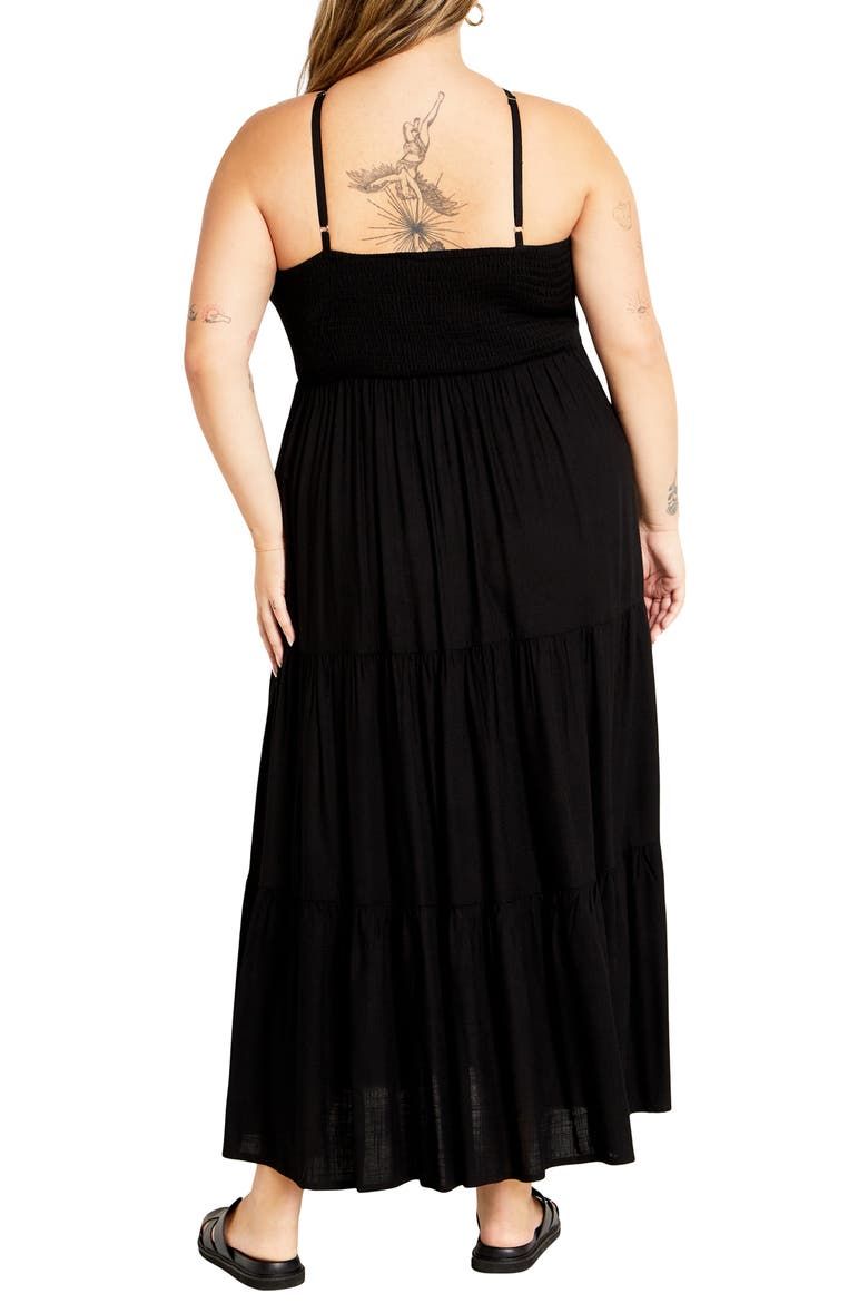 Tahitian Halter Tiered Maxi Dress, Alternate, color, BLACK