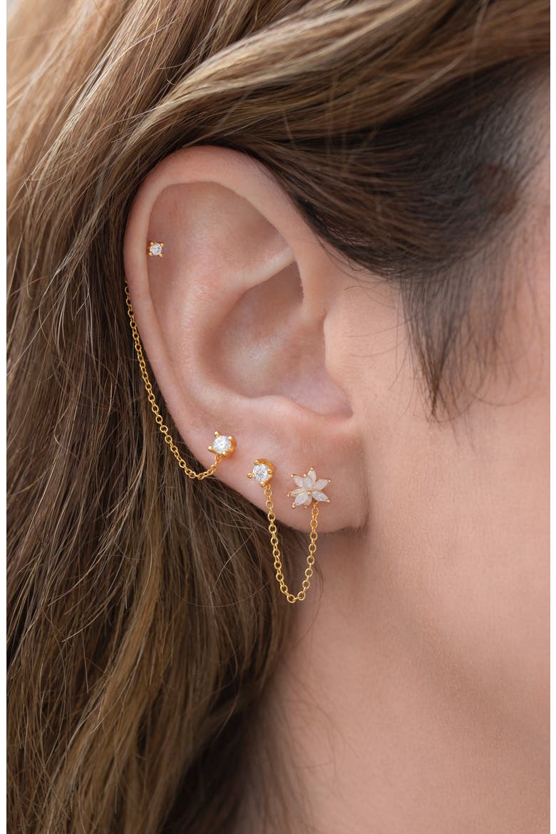 Fairest Floral Stud Earrings, Alternate, color, GOLD