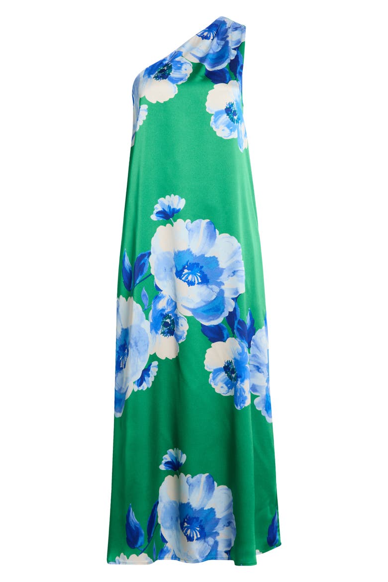 Glena Floral One-Shoulder Maxi Dress, Alternate, color, GREEN-BLUES