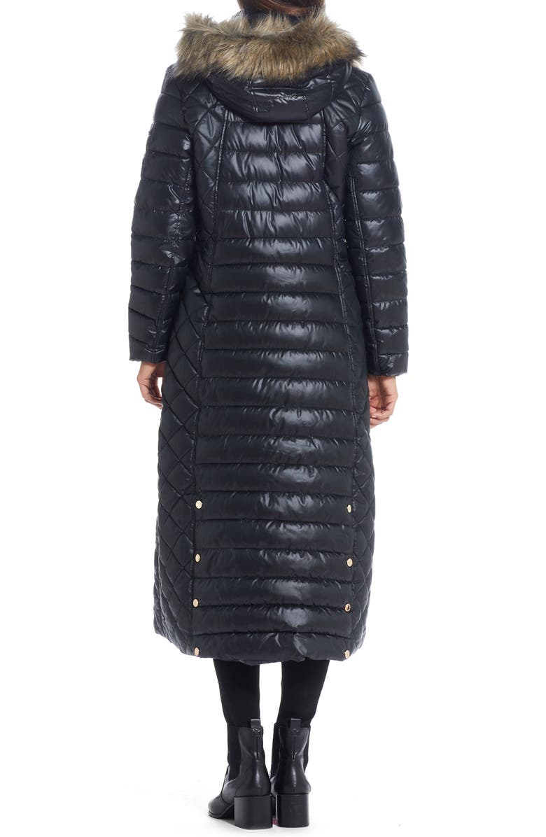 Gallery Water Resistant Hooded Puffer Coat with Faux Fur Trim, Alternate, color,