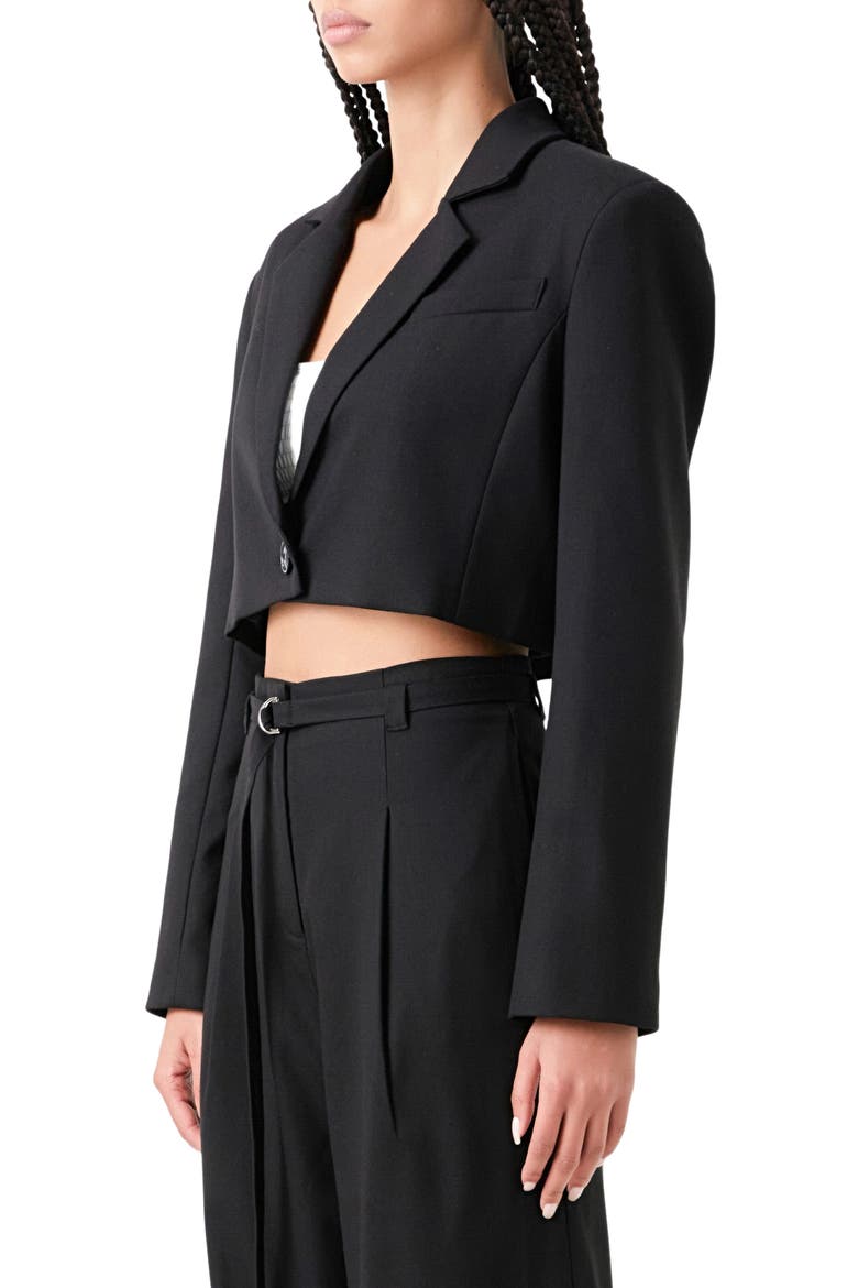 Oversize Crop Blazer, Alternate, color, BLACK