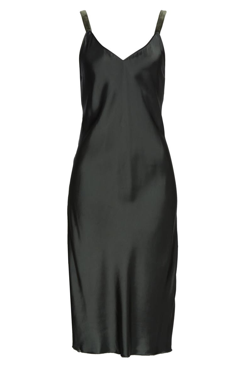 Velvet Strap Slipdress, Alternate, color, FOREST