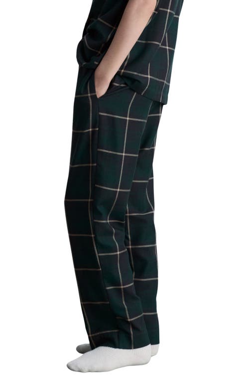 Mango Checked Straight Pants In Green