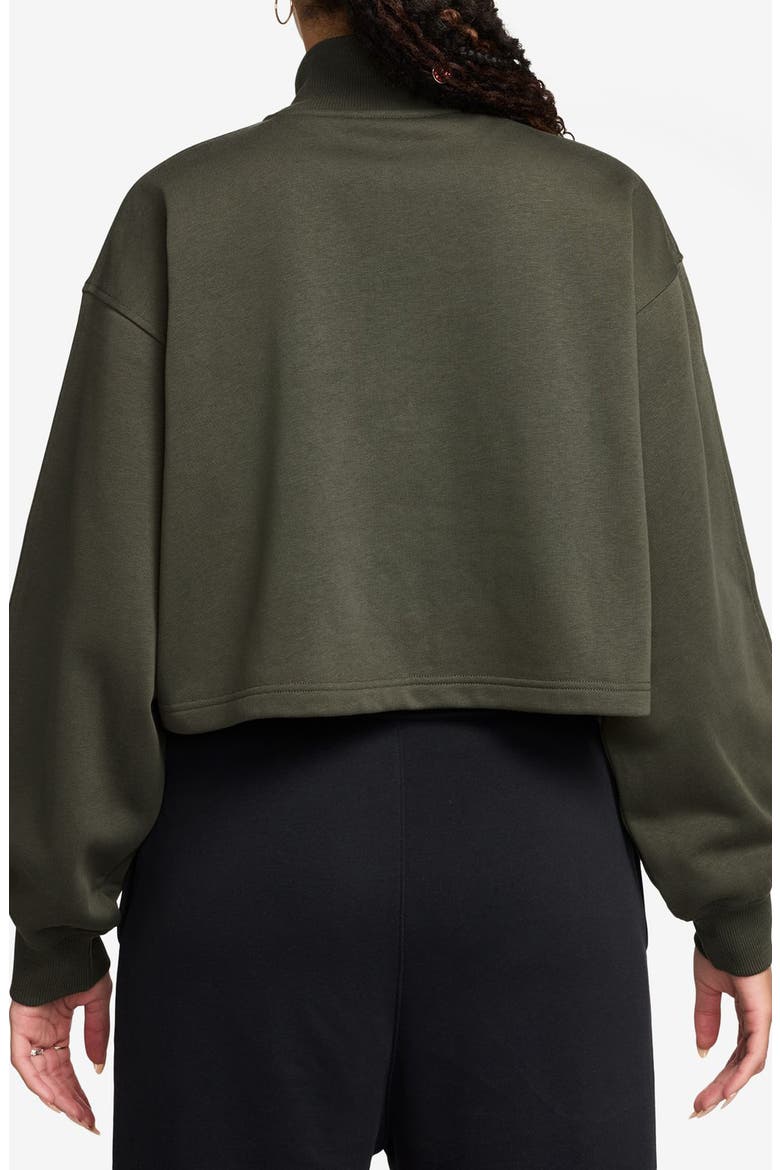 Brooklyn Fleece Hike Crop Quarter Zip Top, Alternate, color, CARGO KHAKI/ WHITE