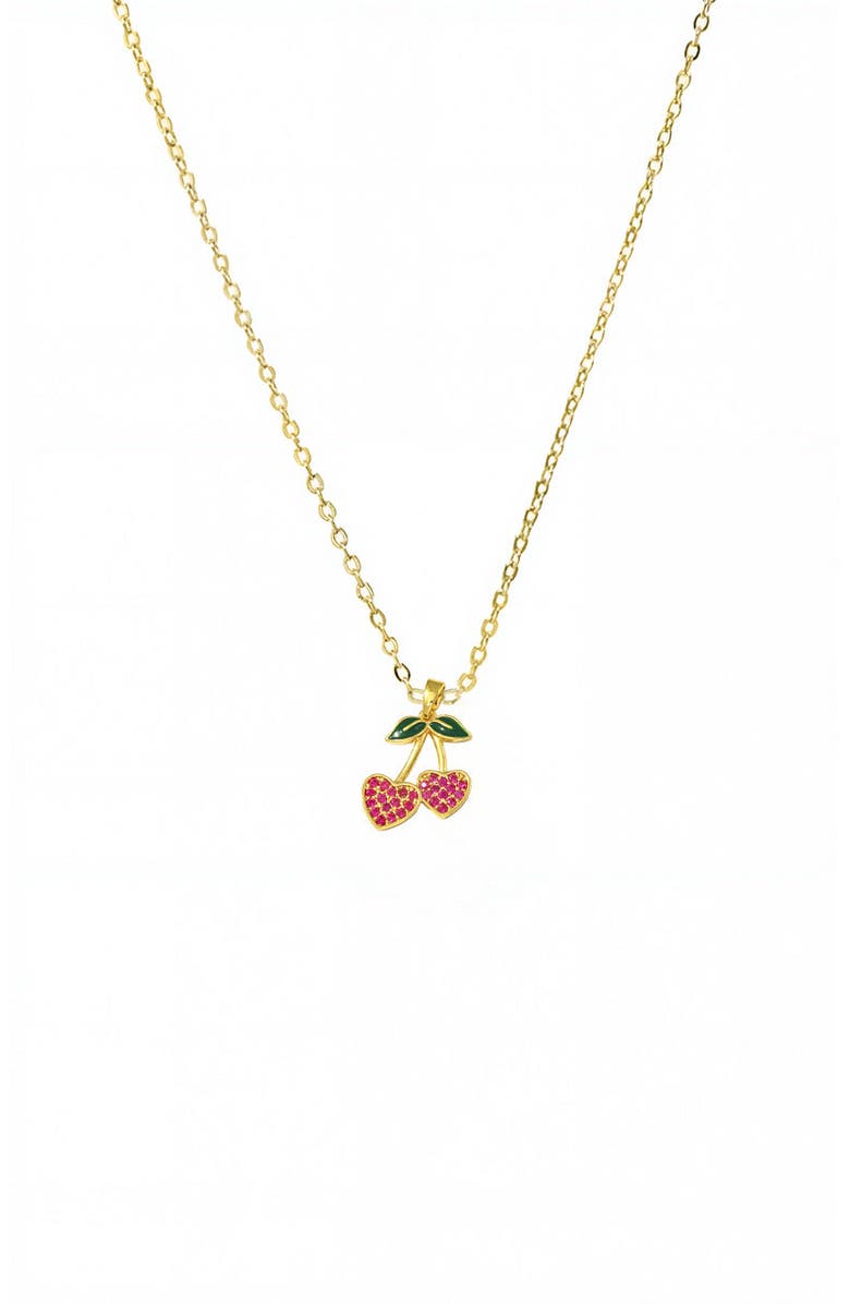 BY ADINA EDEN Red Pave Cherry Hearts Pendant Necklace, Main, color, Red