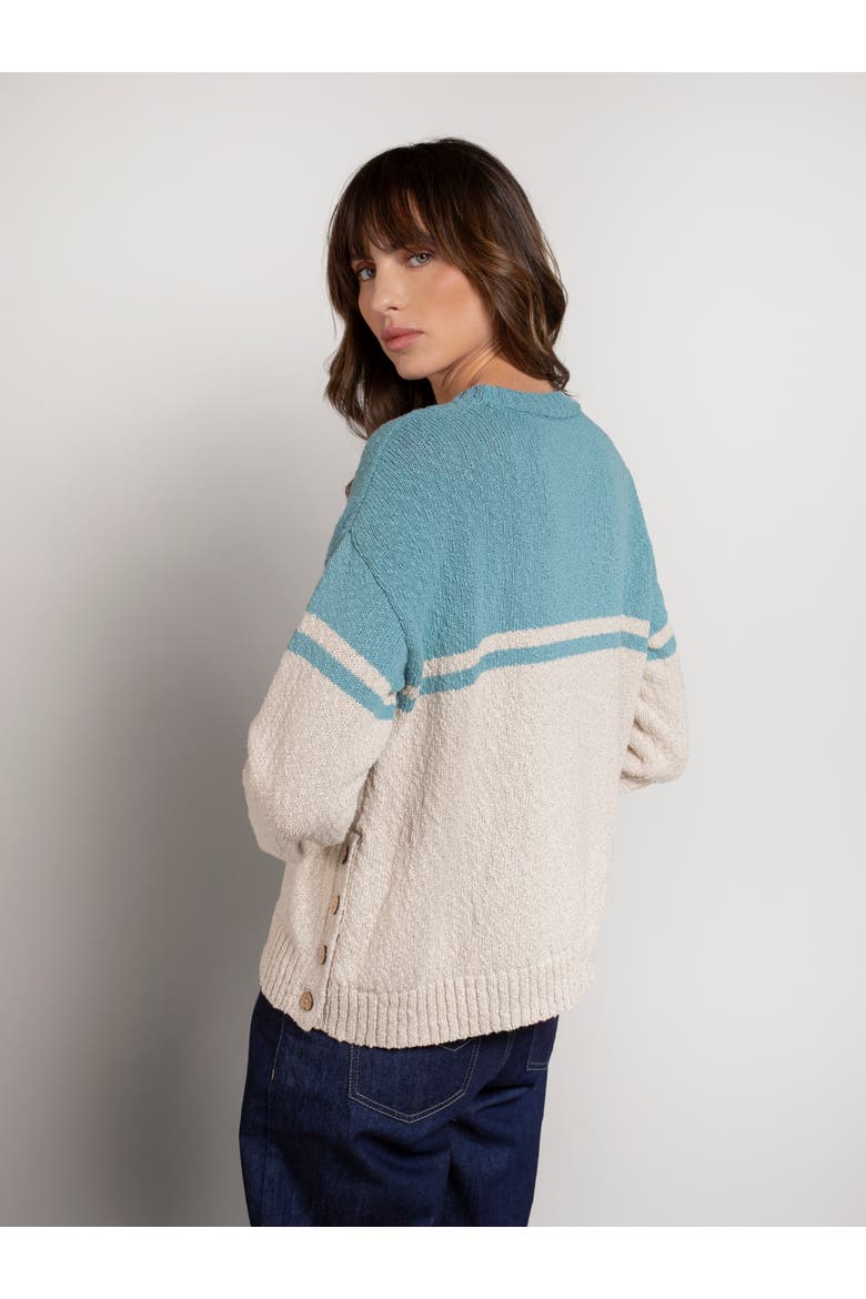 Slub Yarn Colourblock Sweater, Alternate, color, SKYLIGHT / OATMEAL
