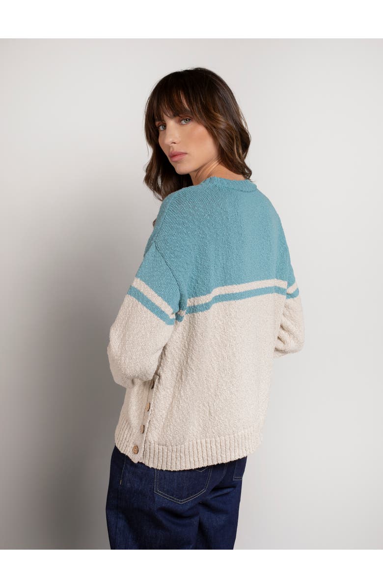 Celtic & Co. Slub Yarn Colourblock Sweater, Alternate, color, Skylight / Oatmeal