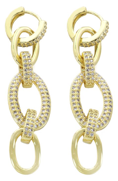 Pavé Crystal Hoop Link Earrings