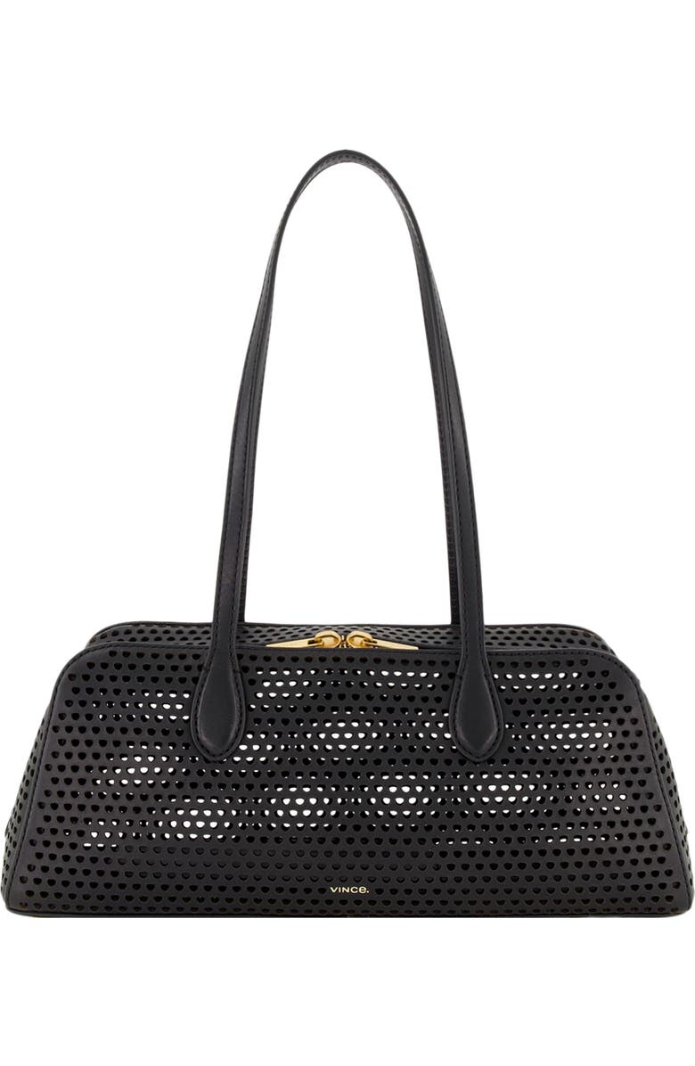 Vince Athene Perforated Leather East/West Shoulder Bag, Alternate, color, Black