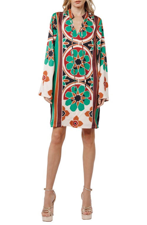 Ciebon Iriza Long Sleeve Shift Dress In Multi