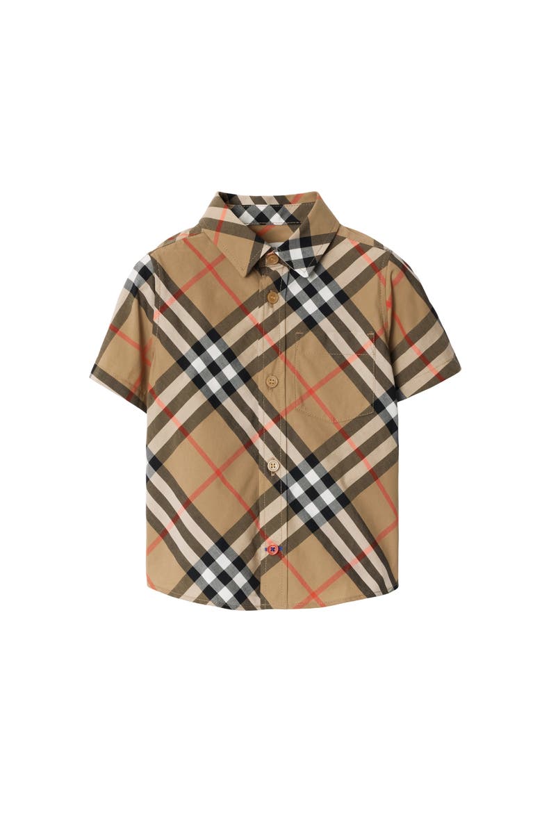 Check Cotton Shirt, Main, color, Sand beige