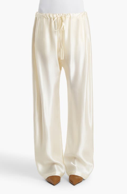 Rohen Satin Barrel Leg Drawstring Pants