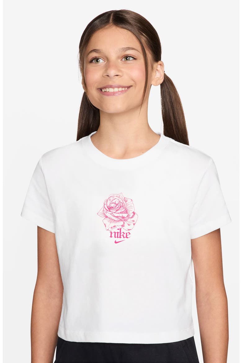 Kids' Graphic Print Crop T-Shirt, Main, color, WHITE
