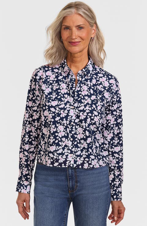 Lands' End No Iron Boxy Cropped Shirt