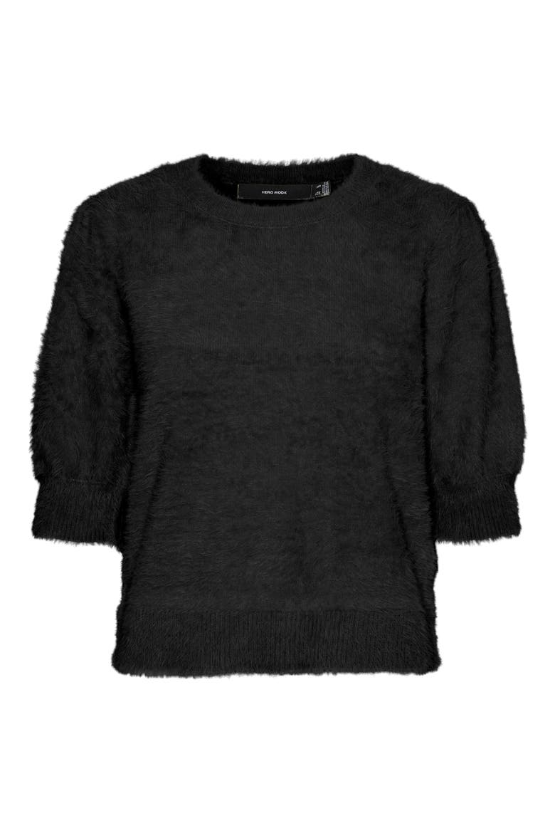 Alina Fuzzy Elbow Sleeve Sweater, Alternate, color, BLACK