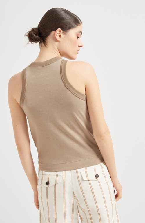 Brunello Cucinelli Dazzling Embroidery Top In Walnut