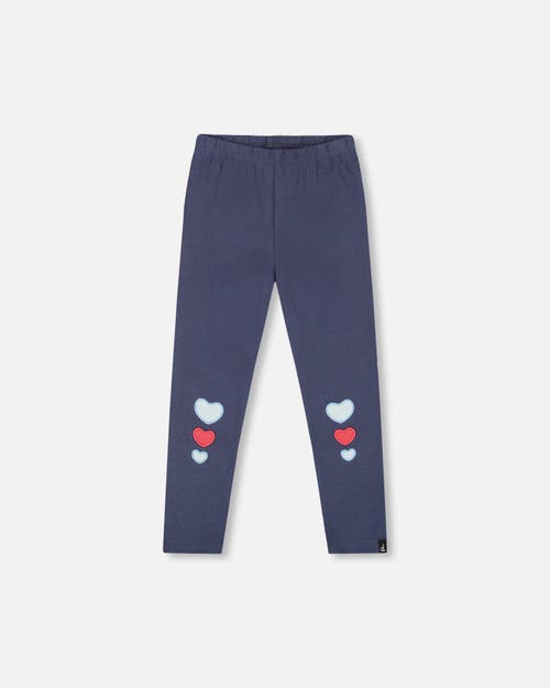Deux Par Deux Organic Cotton Leggings With Hearts In Black