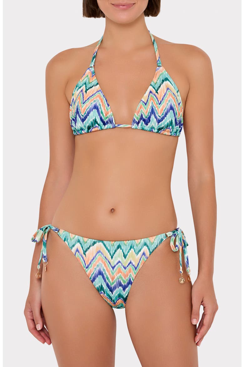 Tropical Chevron Stripe Triangle Bikini Top, Alternate, color, TROPICAL MULTI