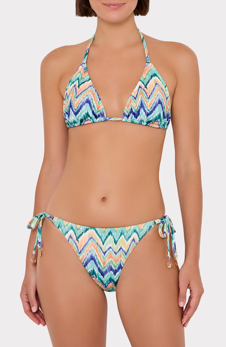 Milly Tropical Chevron Stripe Triangle Bikini Top, Alternate, color, Tropical Multi
