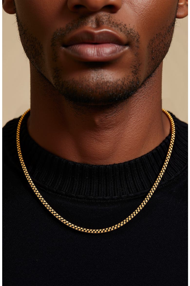 Men's Box Chain Necklace, Alternate, color, BRASS