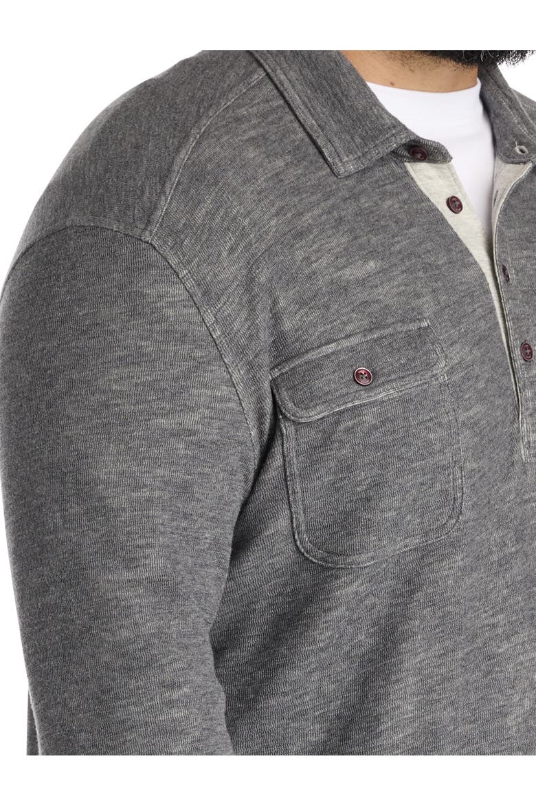 Big & Tall Long-Sleeve Polo Shirt, Alternate, color, CHARCOAL