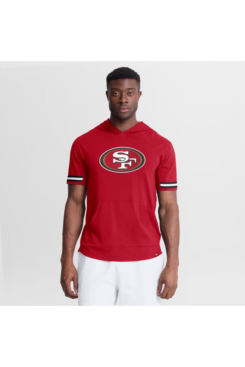 Men's Fanatics Scarlet San Francisco 49ers Optimal Play Short Sleeve Hooded T-Shirt, Main, color, Scarlet