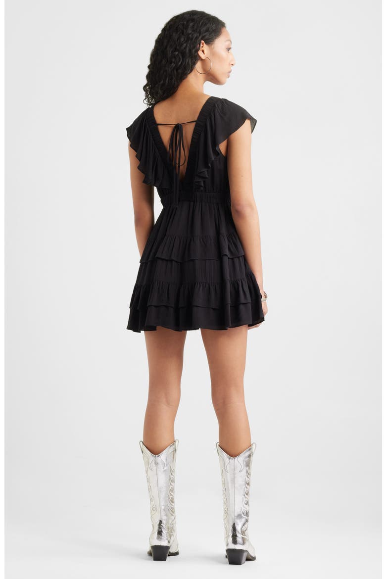 Ruffle Trim Minidress, Alternate, color, BLACK