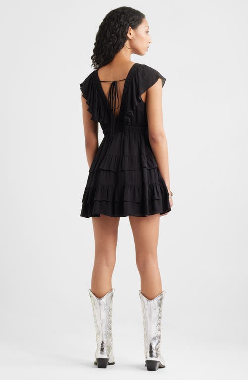 Bp. Ruffle Trim Minidress In Black