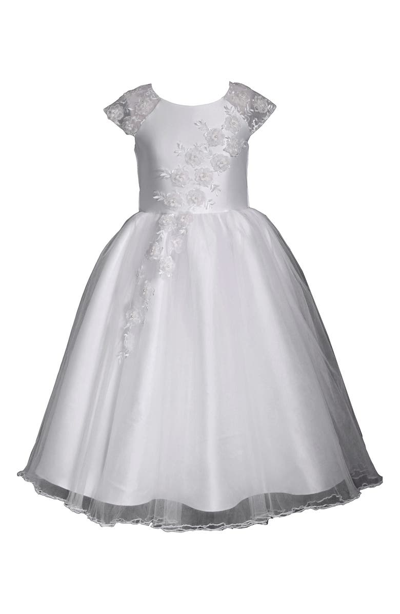 Iris & Ivy Kids' Cap Sleeve First Communion Dress, Main, color, 