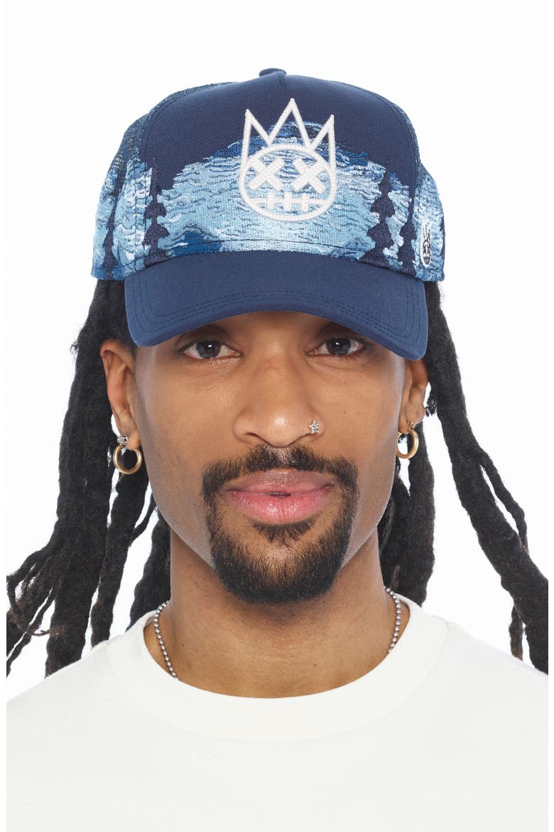 Mountains Shimuchan Logo Trucker Hat, Alternate, color, DARK NAVY