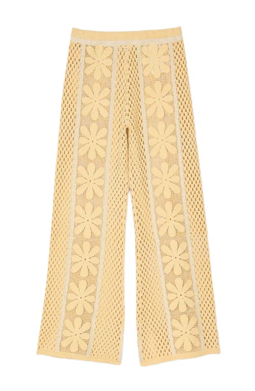 Sandro Crochet Straight-leg Trousers In Yellow