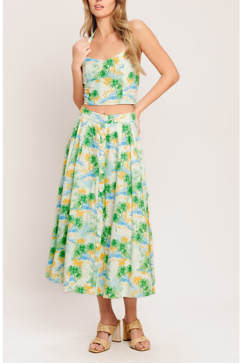 Halter Top & Midi Skirt Set, Alternate, color, IVORY GREEN