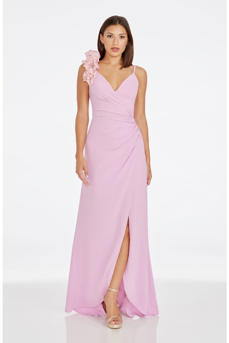 Camelia Ruffle Detail Gown, Alternate, color, LAVENDER-VINTAGE PINK