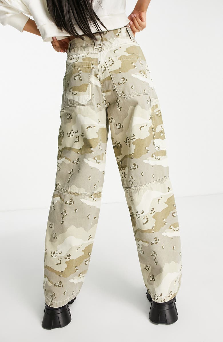 Topshop Camo Print High Waist Straight Leg Pants, Alternate, color,