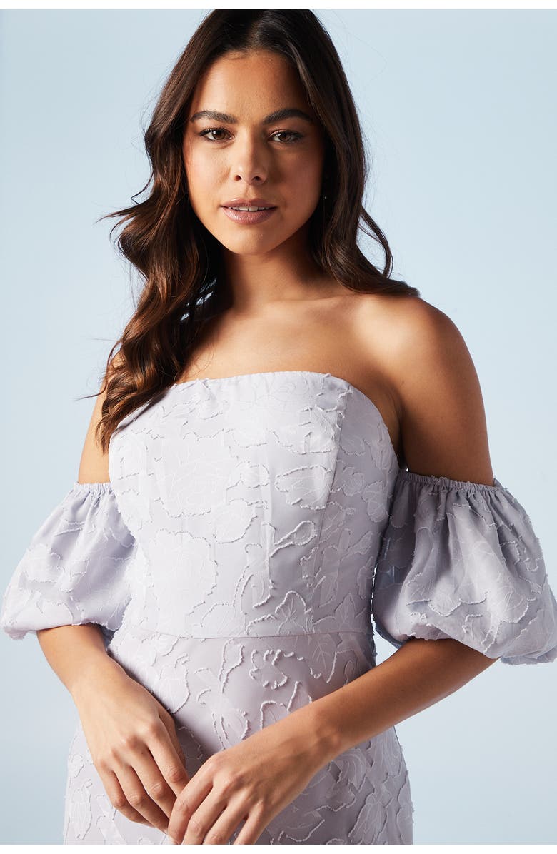 Oasis Puff Sleeve Bridesmaids Midi Dress, Alternate, color, Lilac