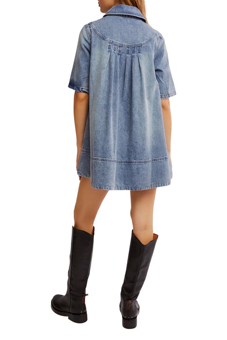Remino Denim Minidress, Alternate, color, OCEAN BLUE