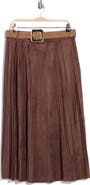 ELIE ELIE TAHARI Pleated Faux Suede Skirt