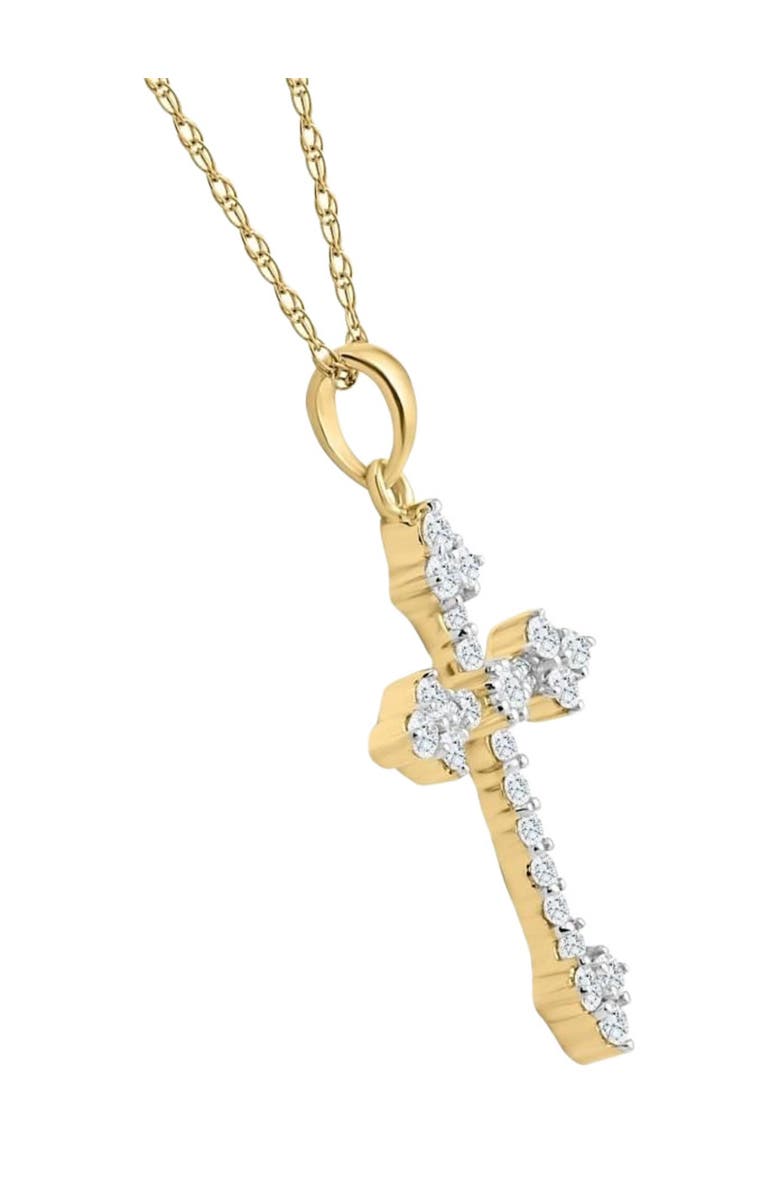 Bliss Diamond 1/3Ct Diamond Cross Pendant 10k Gold Lab Grown Women's Necklace 1" Tall, Alternate, color, 10K Yellow Gold
