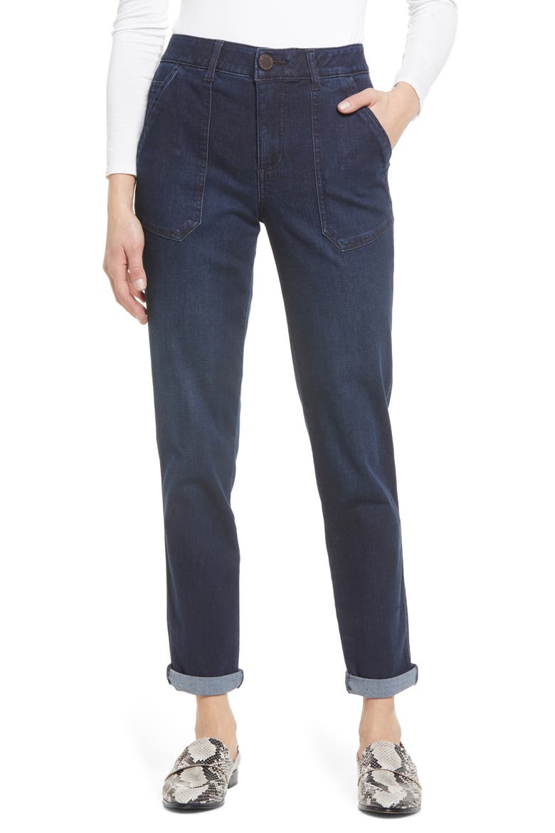 'Ab'Solution High Waist Utility Jeans, Main, color, DARK INDIGO