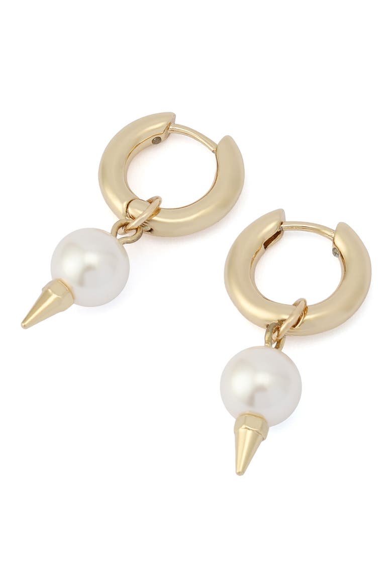 Spike Faux Pearl Drop Earrings, Alternate, color, PEARL/ GOLD