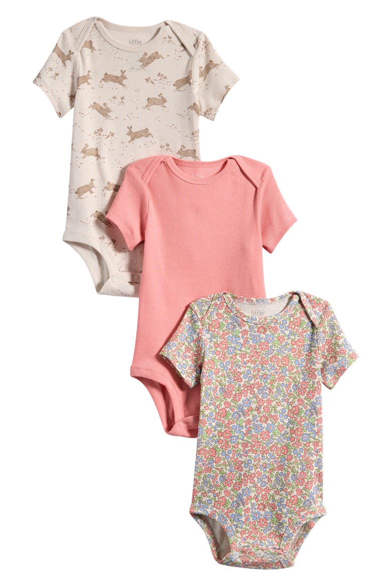 3-Pack Assorted Organic Cotton Bodysuits, Main, color, MULTI FLORAL