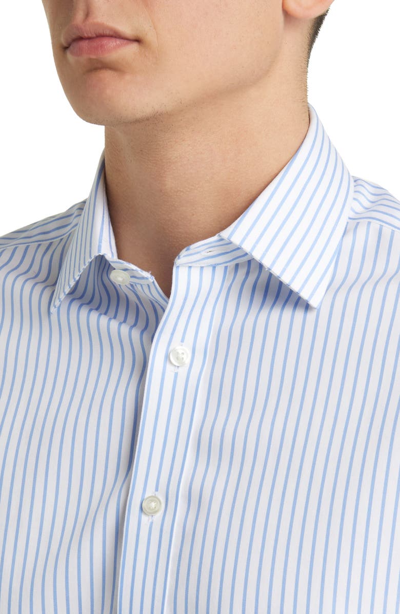 Charles Tyrwhitt Slim Fit Non-Iron Stripe Twill Dress Shirt, Alternate, color, Cornflower Blue
