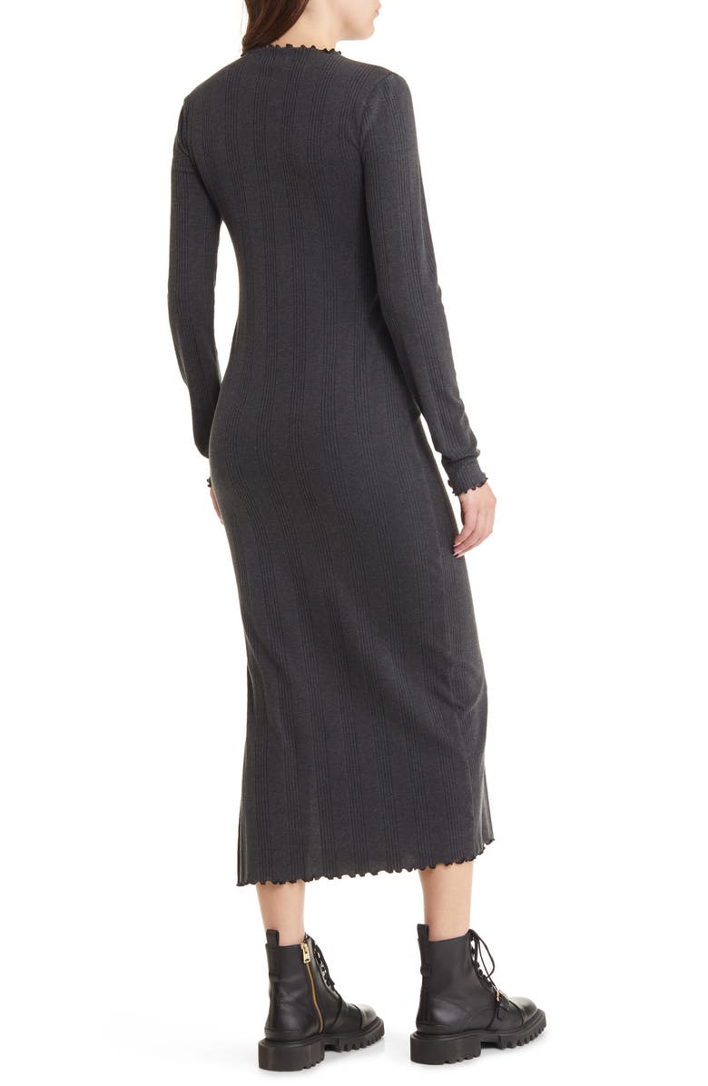 Treasure & Bond Lettuce Edge Long Sleeve Midi Dress, Alternate, color, 