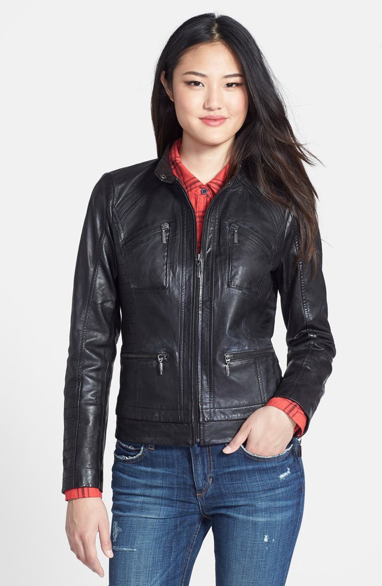 Bernardo Four-Pocket Leather Jacket, Main, color,