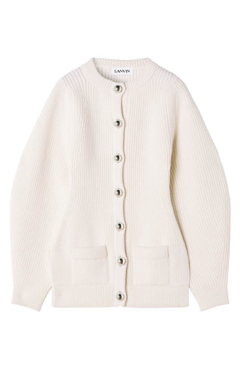 Lanvin Wool Ribbed Cardigan, Main, color, Cloth