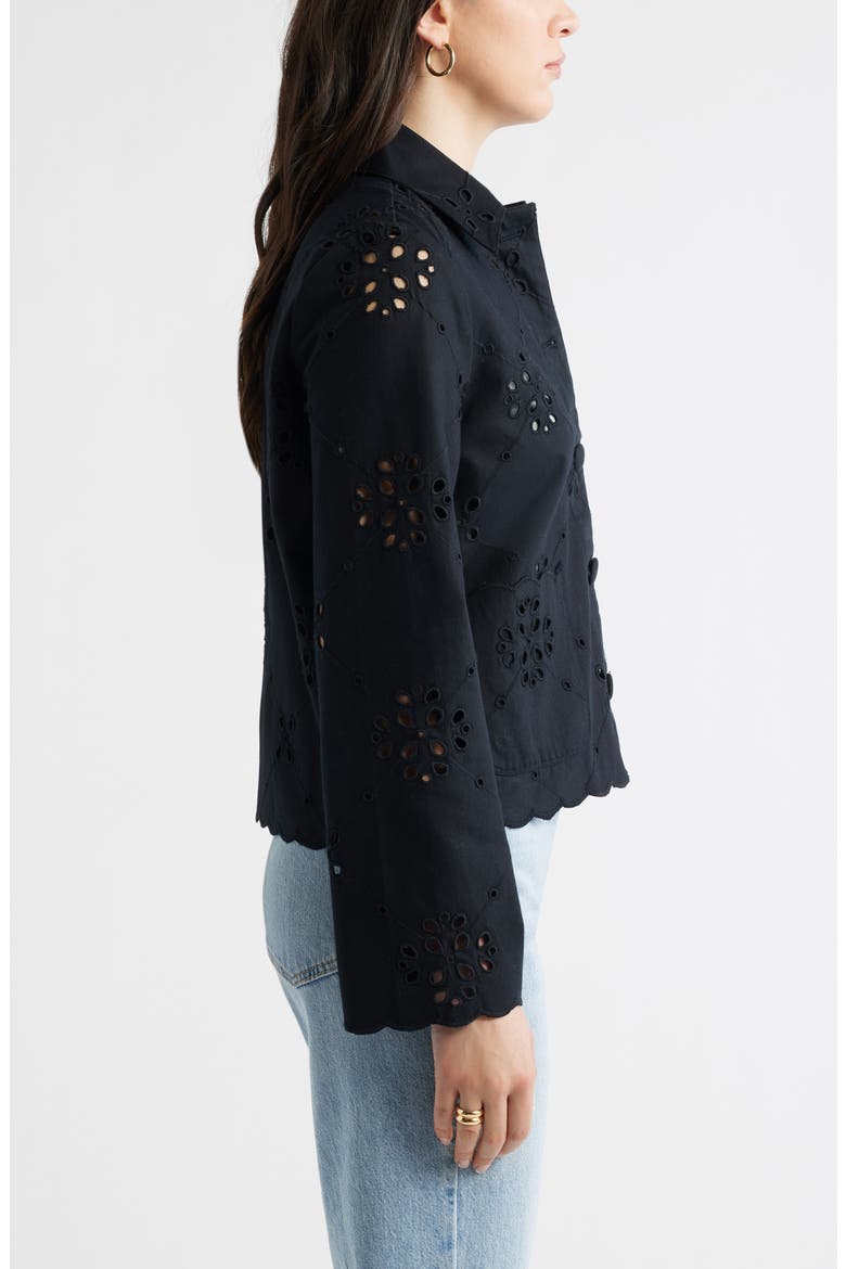 Eyelet Lace Jacket, Alternate, color, BLACK
