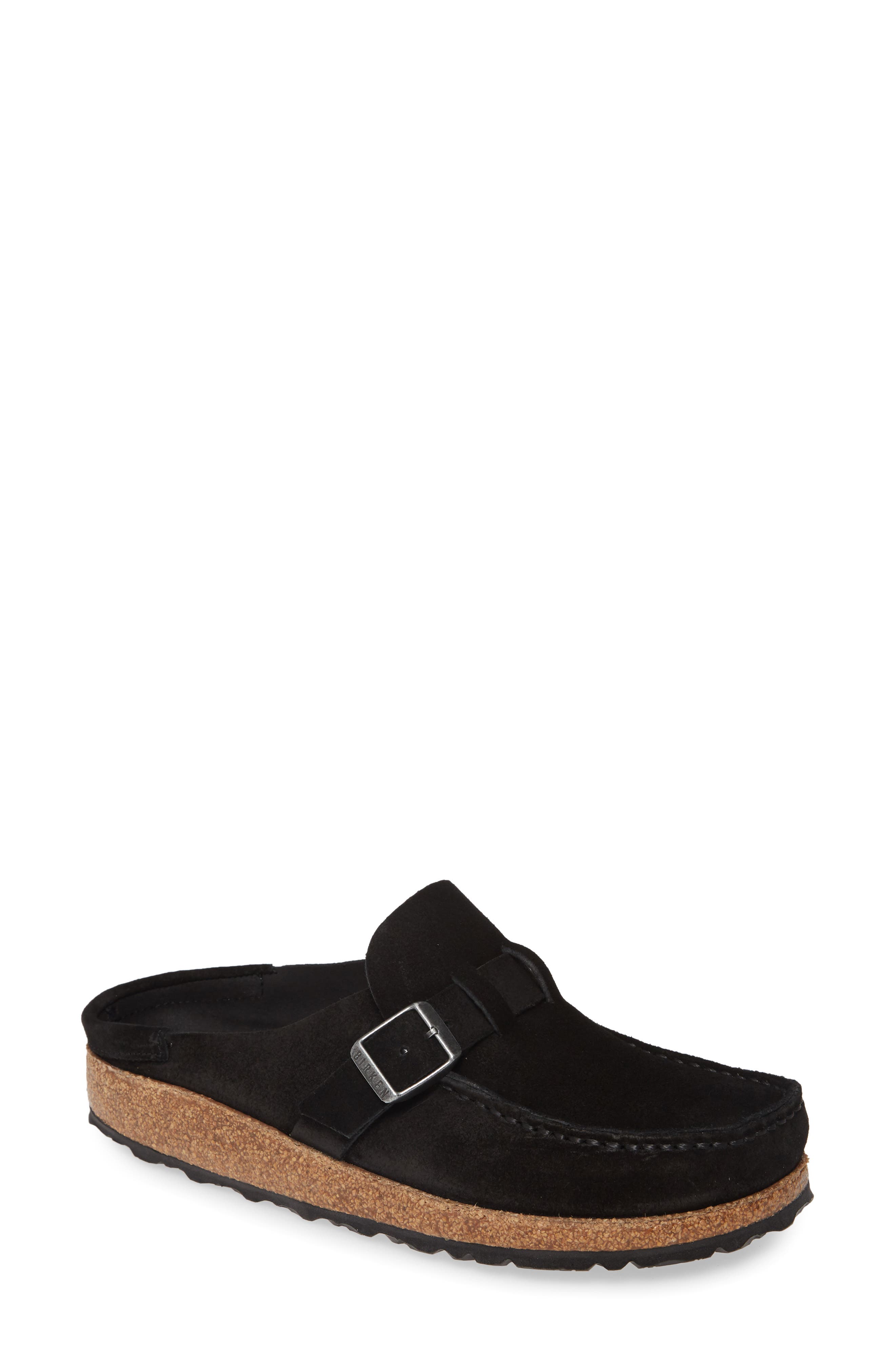 Birkenstock Buckley Clog, Main, color, Black Suede