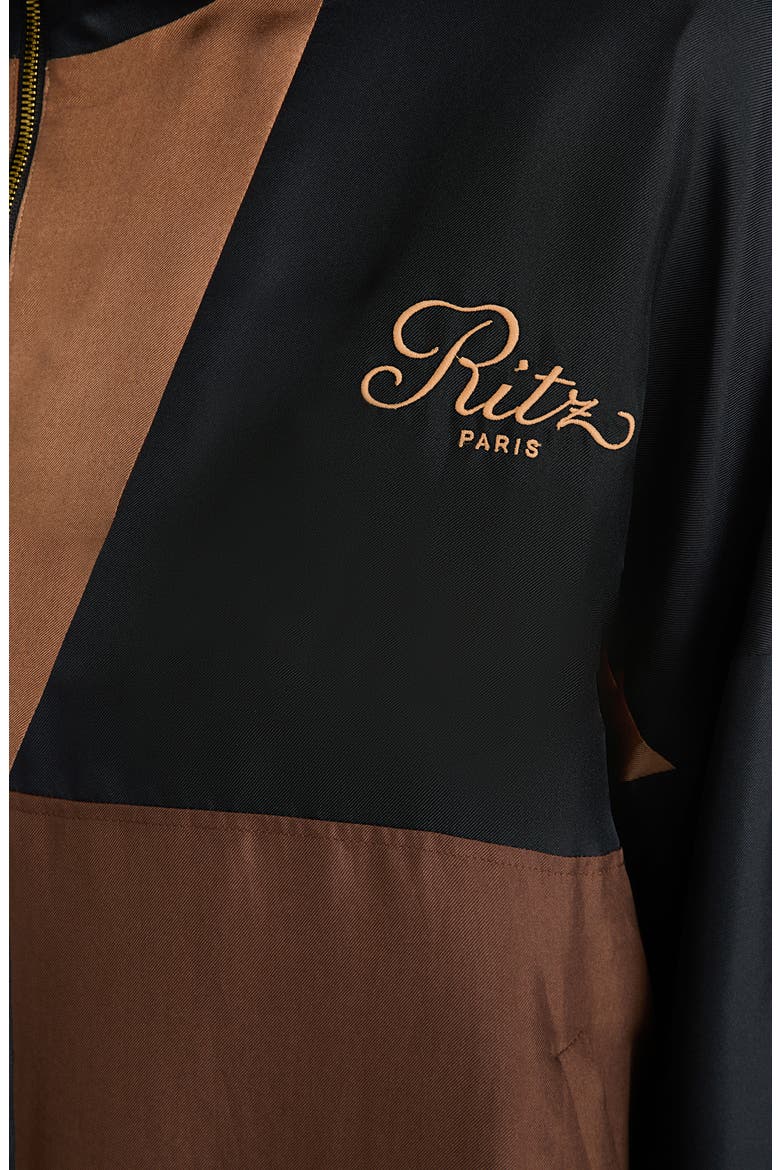 x The Ritz Paris Silk Half Zip Jacket, Alternate, color, DARK NAVY MULTI