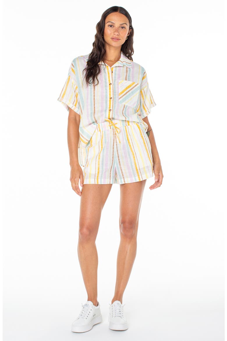 Beach Nostalgia Stripe Camp Shirt, Alternate, color, EGRET
